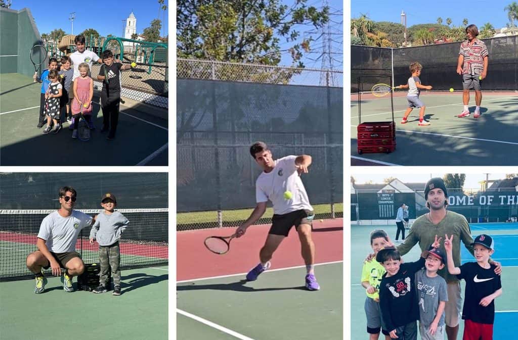 Nikoloz Kurdadze coaching students on court